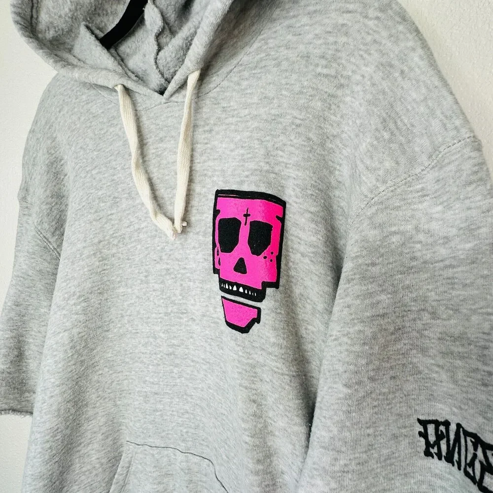 Purple Haus Machine Cut Short Sleeve Kangaroo Pouch Hoodie Pullover Sweater 2XL - Picture 4 of 14